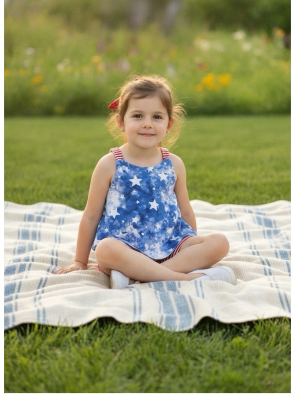 Cat & Jack Baby Girl Patriotic Stars and Stripes Romper 18M Americana Summer